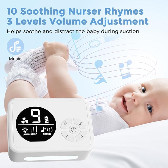 Nasal Aspirator for Baby, Nose Sucker with 9 Suction Levels, Electric Snot Sucker, 3 Levels Night Light & Nursery Rhyme Soothing Function, Food-Grade Silicone Tips