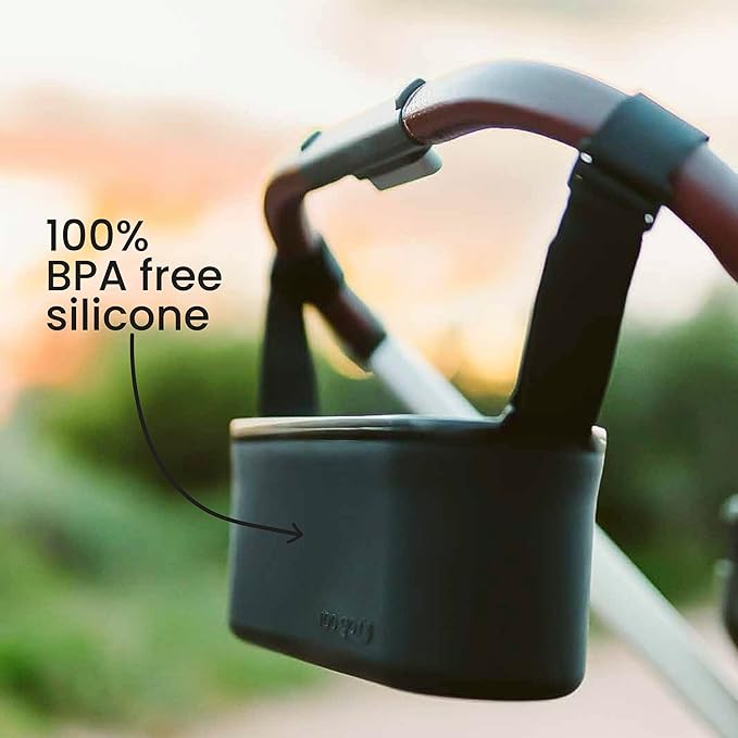 Universal Silicone Stroller Organizer by roo go | Waterproof, Durable, Easy-to-Clean Caddy with Secure Cup Holders | 100% BPA-Free, Eco-Friendly, Anti-Slip Straps fit Uppababy, Nuna, Doona & More