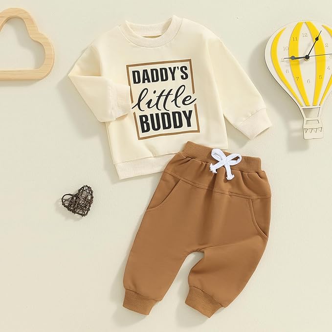 Toddler Boy Outfit Mama's Little Man Long Sleeve Sweatshirt And Pants Set Infant Baby Boy Fall Winter Clothes