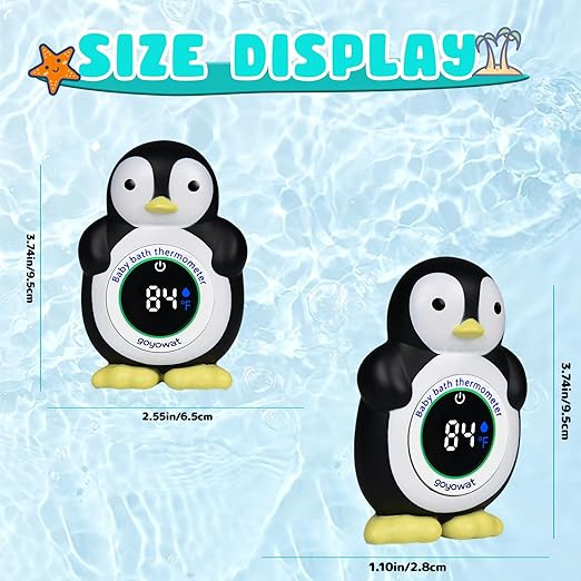 Baby Bath Thermometer, Floating Penguin Toy - Baby Bathing Safety Monitor, Cold and Warm Dual Zone Color Code, Real-time Water Temperature Sensor, Detachable Floating Toy, Special Supply for Maternal