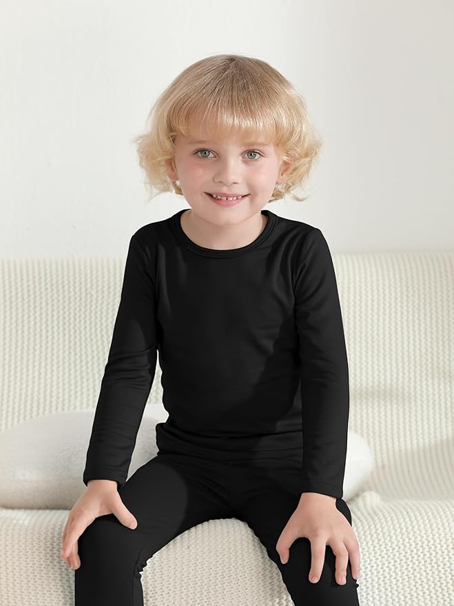 VZV 2T-6Y Toddler Thermal Set Thermal Underwear for Kids Fleece Lined Toddler Base Layer Long Johns for Kids Boys Girls