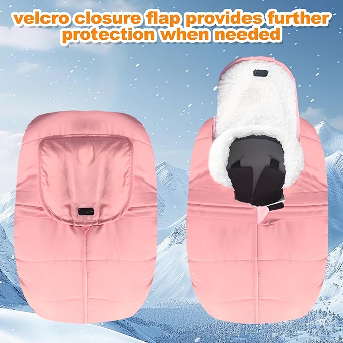 Fairy Baby Winter Car Seat Cover for Babies Carseat– Waterproof, Warm Car Seat Cover Baby – Universal Winter Cover for Back Seat, Infant Car Seat & Baby Carseat（Pink）