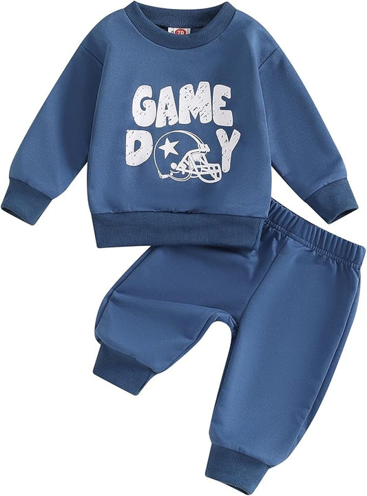 ZAXARRA Toddler Newborn baby boys Fall Outfits Long Sleeve Letter Print Sweatshirt Tops Pocket Pants Casual Clothing Sets