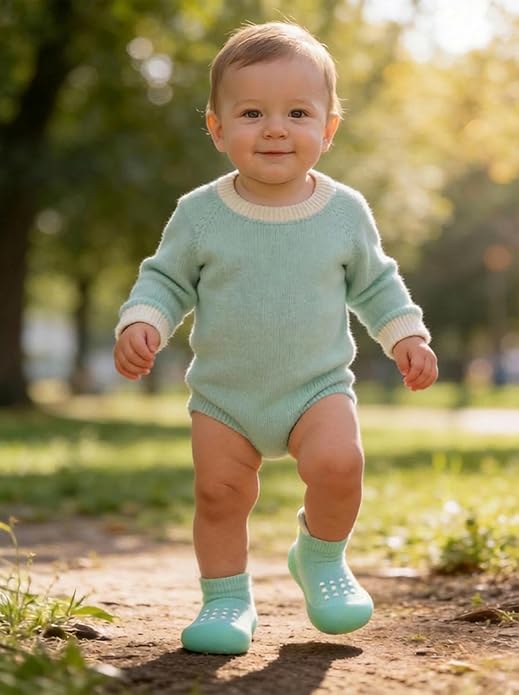Hstyle Baby Sock Shoes Toddler Walking Shoes Infant Non-Slip Slippers Soft Rubber Sole Sneakers for Baby Boys Girls