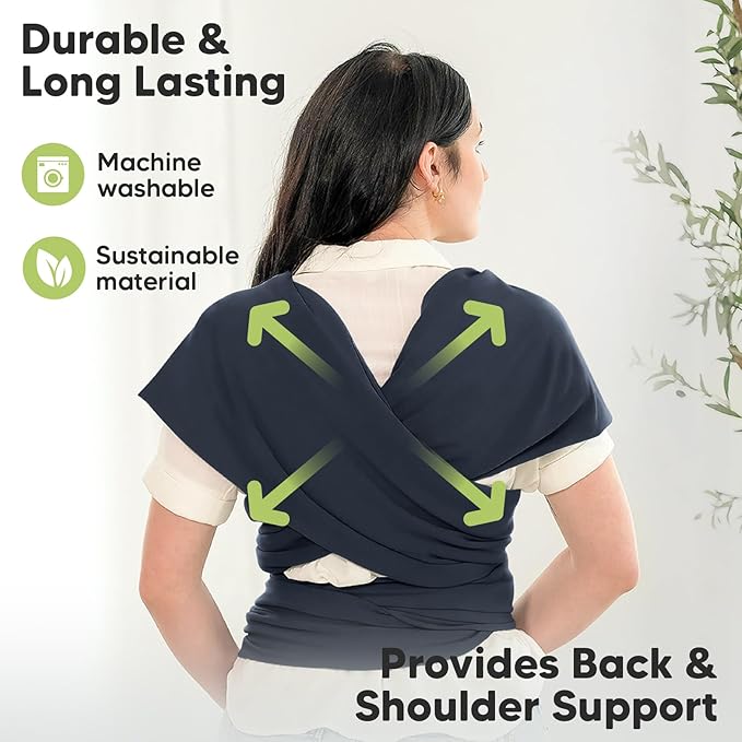 KeaBabies Baby Wrap Carrier - All in 1 Original Baby Carrier Newborn to Toddler Sling, Easy to Wear, Hands Free Bonding, Lightweight, Breathable Infant Wraps (Midnight)
