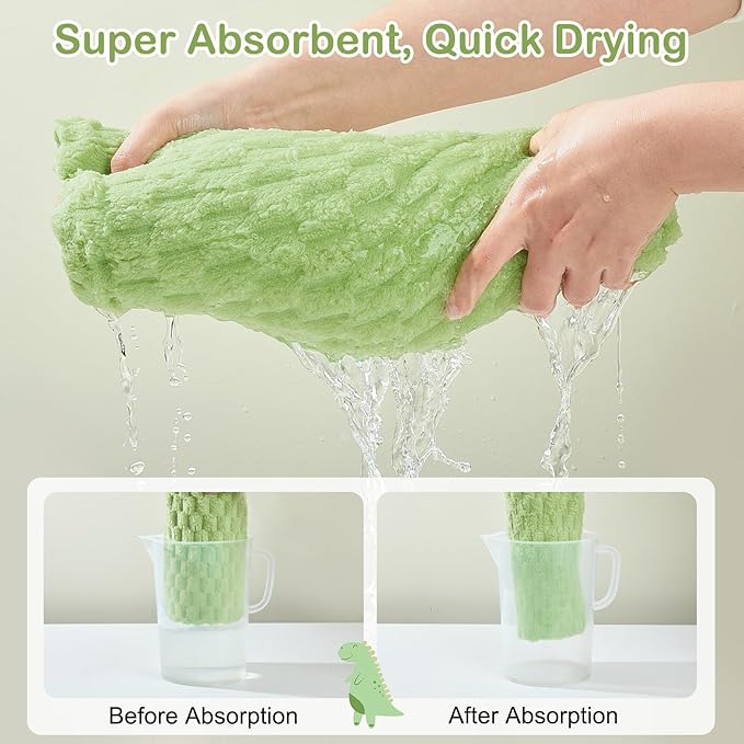 FIOBEE Toddler Bath Towel with Hood Baby Towels, 55x28 inch Large Soft Absorbent Kids Hooded Towels for 1-5 Years Old Baby Girls Boys Bath Beach Essentials Blanket, Green Dinosaur