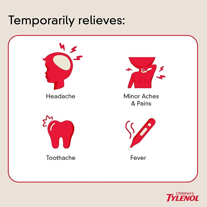 Children's Tylenol Liquid Pain Relief & Fever Medicine, Acetaminophen Oral Suspension, Dye-Free, Aspirin-Free, Ibuprofen-Free, High Fructose Corn Syrup-Free; Natural Apple Flavor, 8 fl. oz