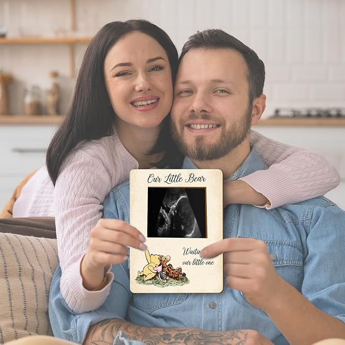 Winnie Baby Shower Decor - Picture Frame, Sign, Ultrasound Frame, Pregnancy Milestone Keepsake & Gender Reveal Decor