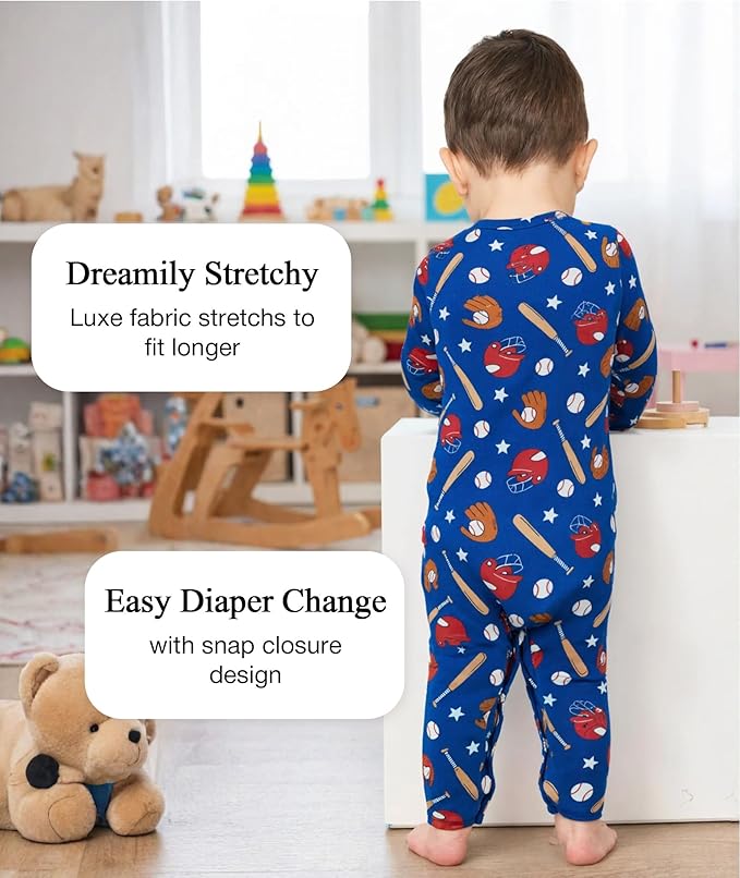 Baby Boy and Girl Romper Long Sleeve Jumpsuit One-Piece Footless Pajamas, Viscose Made from Bamboo