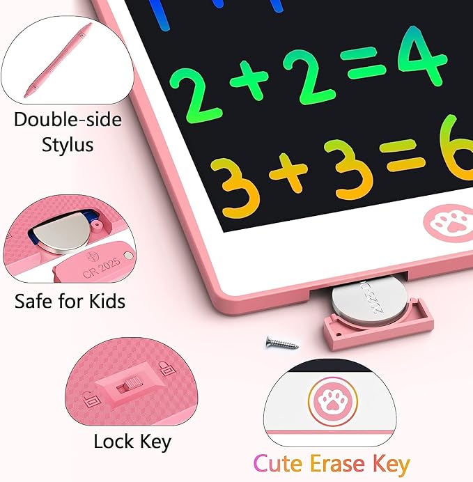 Hockvill LCD Writing Tablet for Kids 8.8 Inch, Toys for Girls Boys Drawing Pad for 3 4 5 6 7 Year Old Kids Toys, Children’s Day Gift Valentines Gift for Kids Toddler Doodle Board Travel Essentials
