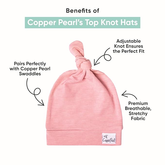 Copper Pearl Baby Beanie Hat Top Knot Stretchy Soft Maui