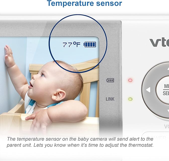 VTech VM923-2 Baby Monitor, 2.8”Screen, 1000ft Range, Pan-Tilt-Zoom, Night Vision, 2-Way Audio, Temperature Sensor, Lullabies, Secured Transmission No WiFi