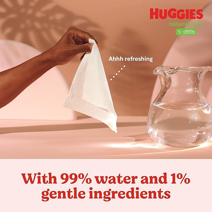 Huggies Natural Care Sensitive Baby Wipes, Unscented, Hypoallergenic, 99% Purified Water, 2 Refill Packs (352 Wipes Total)