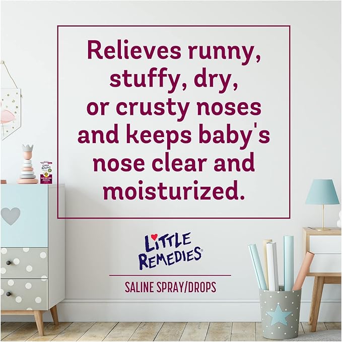 Little Remedies Sterile Baby Saline Nasal Spray and Drops, Safe for Newborns to Relieve Stuffy and Dry Noses, 0.5 Fl Oz, Pack of 3