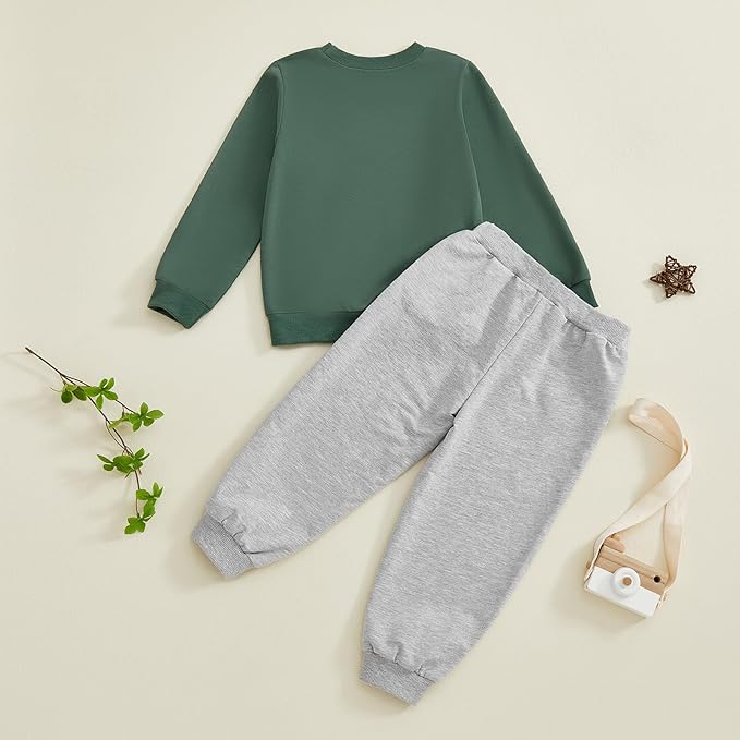 wdehow Toddler Baby Boy 2Pcs Outfits Letters Print Pullover Tops + Drawstring Pants Set Fall Winter Clothes