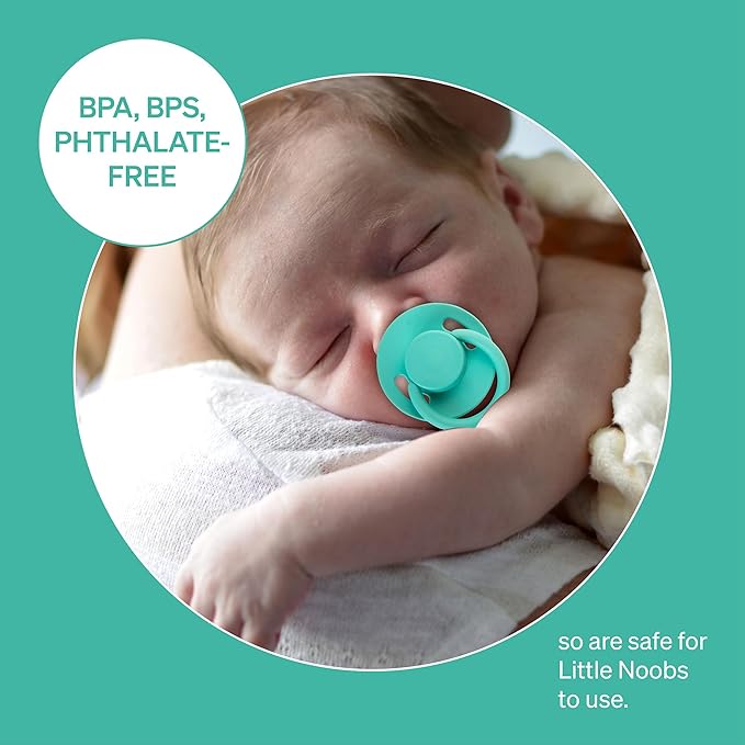 Symmetrical Pacifier by LoveNoobs, 4 Pack, Pacifiers 0-6 Months, Baby Starter Kit, Newborn Silicone Dummy, Orthodontic, Teething Soothers, Newborn Gift