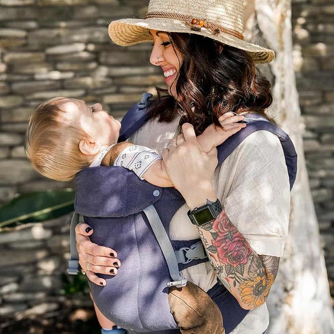 Beco Baby Carrier Gemini Newborn to Toddler - Front, Back and Hip Seat Carrier, Baby Carrier Backpack & Baby Front Carrier with Adjustable Seat, Ergonomic Baby Holder Carrier 7-35lbs (Blue Linen)