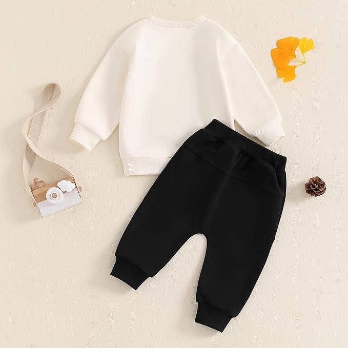 Baby Boy Fall Clothes Set Long Sleeve Letter Print Sweatshirt Pants Toddler Infant Outfits 6 12 18 24 Months 2T
