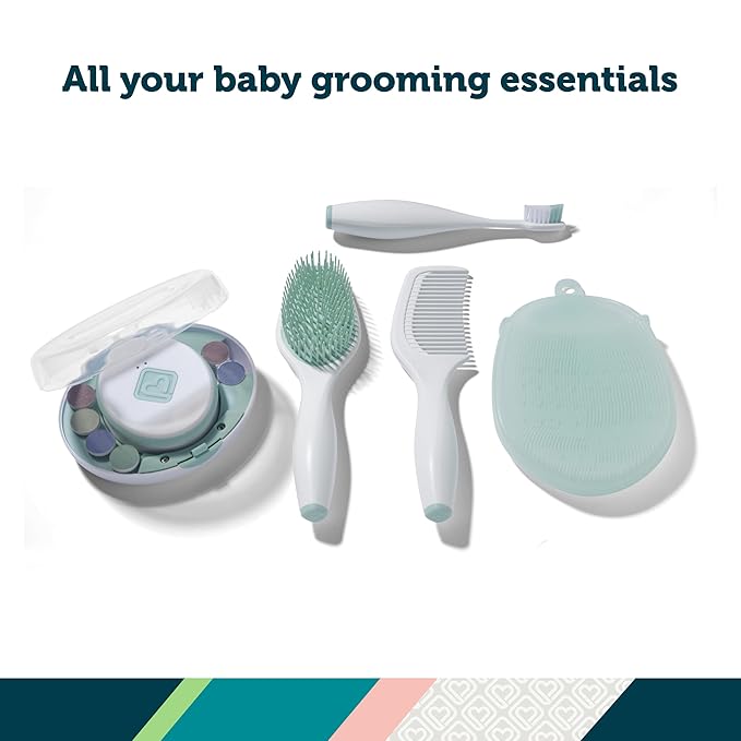 Safety 1st Baby’s 1st Spa Day Kit, Electric Ease Nail File, Soft Bath Mitt, Toddler Toothbrush, Hairbrush & Comb, Infant Grooming Set