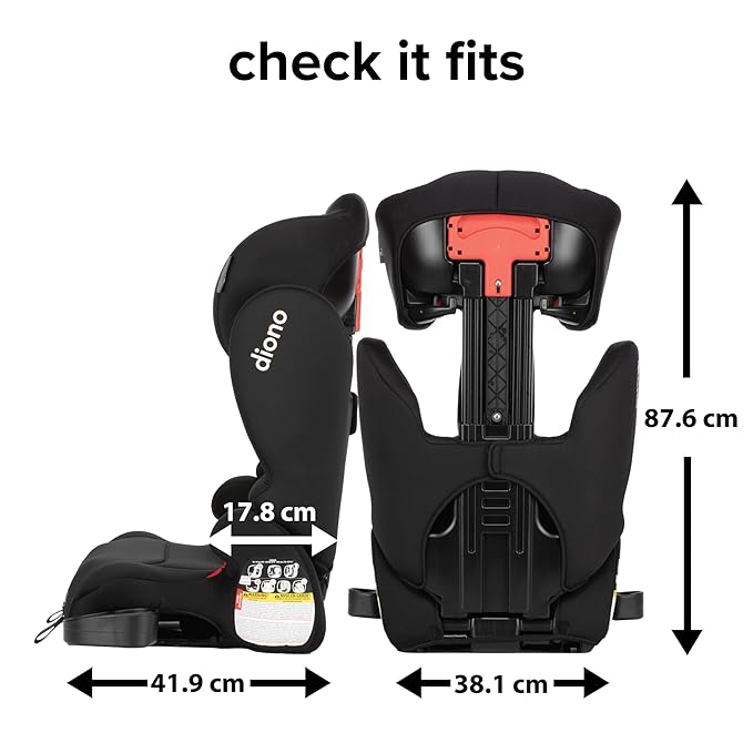 Diono Cambria 2XT XL, Dual Latch Connectors, 2-in-1 Belt Positioning Booster Seat, High-Back to Backless Booster with Space and Room to Grow, 8 Years 1 Booster Seat, Black Storm