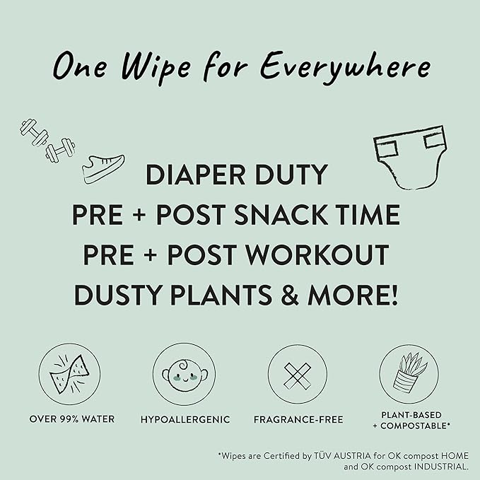 The Honest Company Unscented Wipes Over 99% Water Compostable Plant-Based Baby Hypoallergenic for Sensitive Skin EWG Verified Geo Mood 648 Count