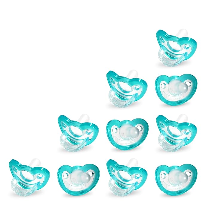 RaZbaby Jollypop Pacifier for Babies 3 Months and Up, USA Made, Natural Shaped Orthodontic Binky, Lovingly Shared in NICUs & Hospitals Worldwide, Medical-Grade 100% BPA-Free - 4 Pack - Teal