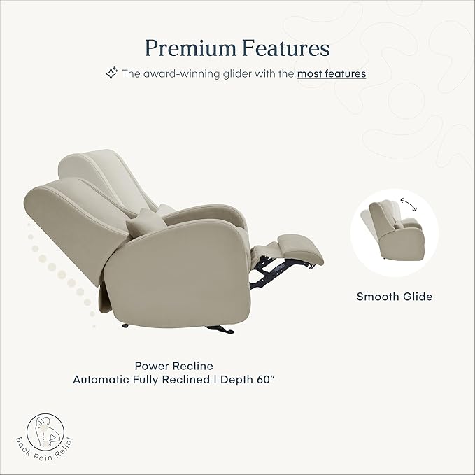 Nurture& The Charleston Wingback – Power Reclining Glider for Nursery – Ergonomic Chair with Stain-Resistant Fabric & Built-in Charging Port – Modern Baby Room Essential