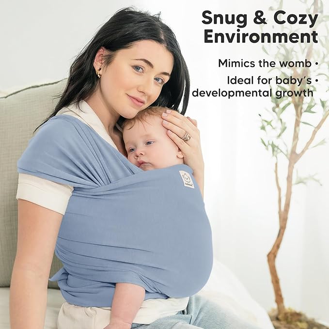 KeaBabies Baby Wrap Carrier - All in 1 Original Baby Carrier Newborn to Toddler Sling, Easy to Wear, Hands Free Bonding, Lightweight, Breathable Infant Wraps (Powder Blue)