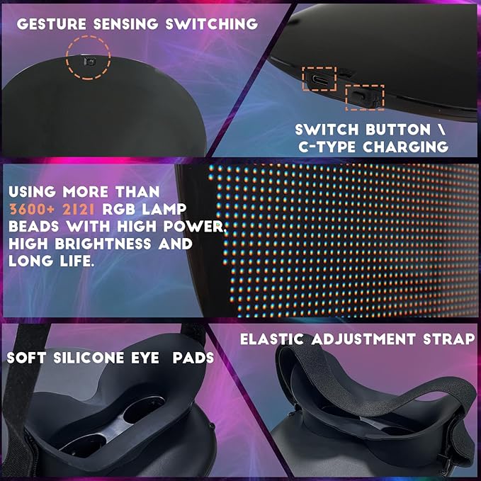 Led Mask Light up Mask with Gesture Sensing, Cool Glowing Toys Masks Great Gift for Halloween Christmas Costume Party