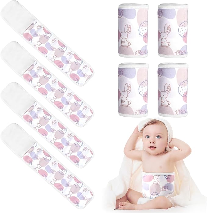 4Pcs Baby Infant Umbilical Cord Belly Bands Cartoon Cotton Soft Baby Belly Belt, Adjustable Newborn Belly Button Wrap, Baby Tummy Wrap for Protection, Baby Gifts for 0 to 12 Months(Hedgehog)