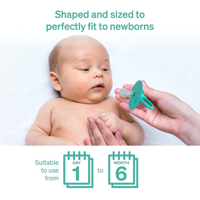 Symmetrical Pacifier by LoveNoobs, 4 Pack, Pacifiers 0-6 Months, Baby Starter Kit, Newborn Silicone Dummy, Orthodontic, Teething Soothers, Newborn Gift
