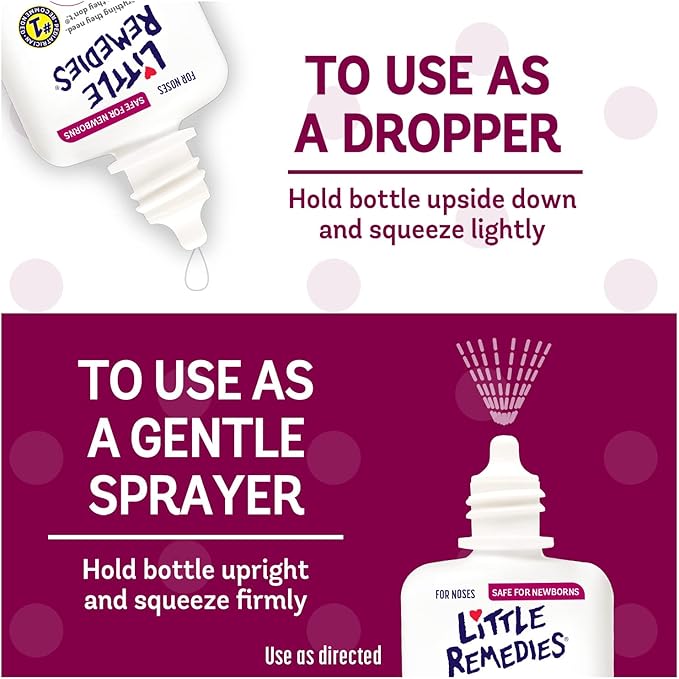 Little Remedies Sterile Baby Saline Nasal Spray and Drops, Safe for Newborns to Relieve Stuffy and Dry Noses, 0.5 Fl Oz, Pack of 3