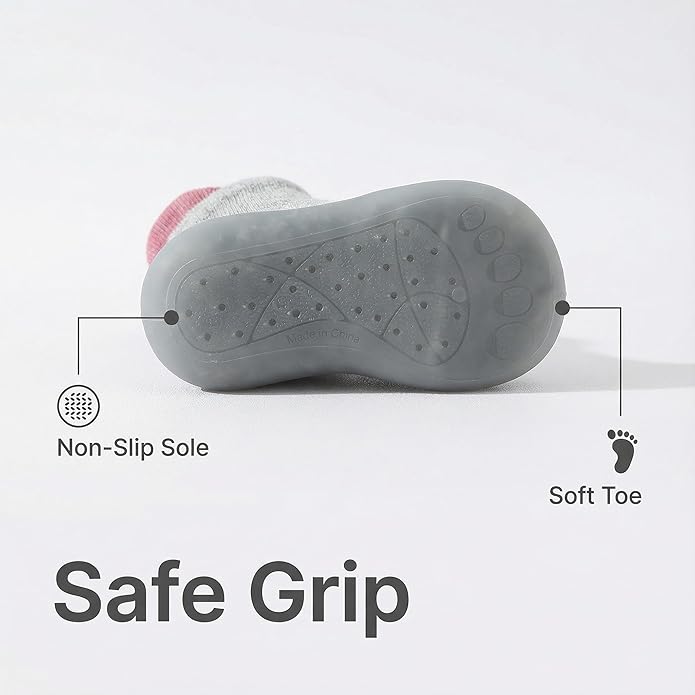Baby Sock Shoes Toddler Walking Shoes Infant Non-Slip Slippers with Soft Rubber Sole Baby Boys Girls Sneakers