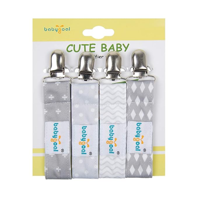 babygoal Baby Pacifier Clips with Pacifier Case, 4 Pack Pacifer Holder for Girls and Boys Fits for Pacifiers and Binkies 4MP07-HZ