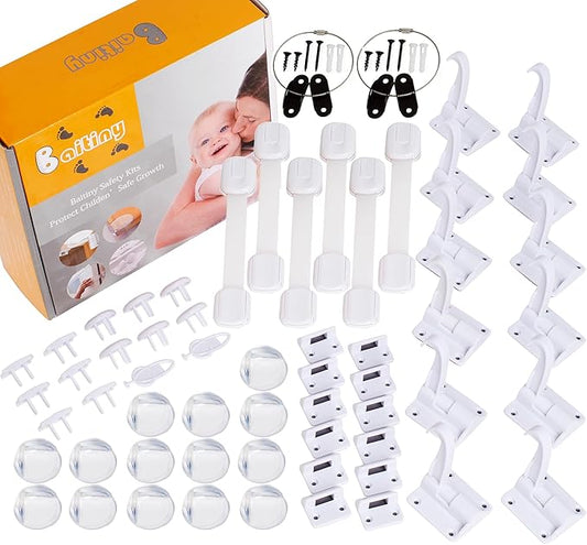 Baby Proof Kit, 58 Packs Baby Proofing Kit Essentials Child Proofing Appliance with Cabinet Locks, Corner Guards and Outlet Covers - All-in-one Super Value Child Proof Kit