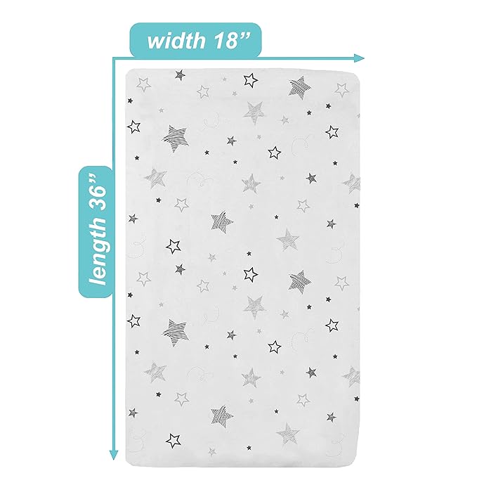 TL Care Printed 100% Cotton Knit Fitted 18" x 36" Cradle/Bassinet Sheet - Compatible with Mika Micky Bassinet, Super Stars, Soft Breathable, for Boys and Girls (Pack of 2)