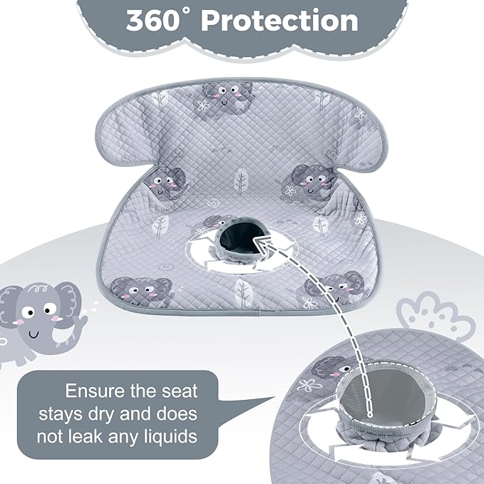 Piddle Pad, Car Seat Potty Training Protector- Waterproof Car Seat Liner with Anti-Slip Backing, Machine Washable Cover for Baby Toddler Carseat, Stroller (Gray, 2PC)