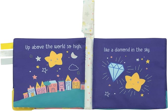 Magic Years 5 inch Soft, Crinkle Activity Book with Teether and Travel Strap for Baby, Twinkle, Twinkle Little Star, Multicolored