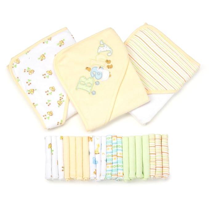 Spasilk 23-Piece Essential Baby Bath Gift Set, Yellow