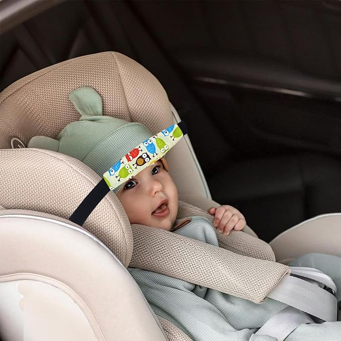 3 Pcs Baby Carseat Head Support Band Neck Relief Headrest Strap for Stroller Car Seat Head Holder for Toddler Kids Children Child Baby Infant(White and Green)
