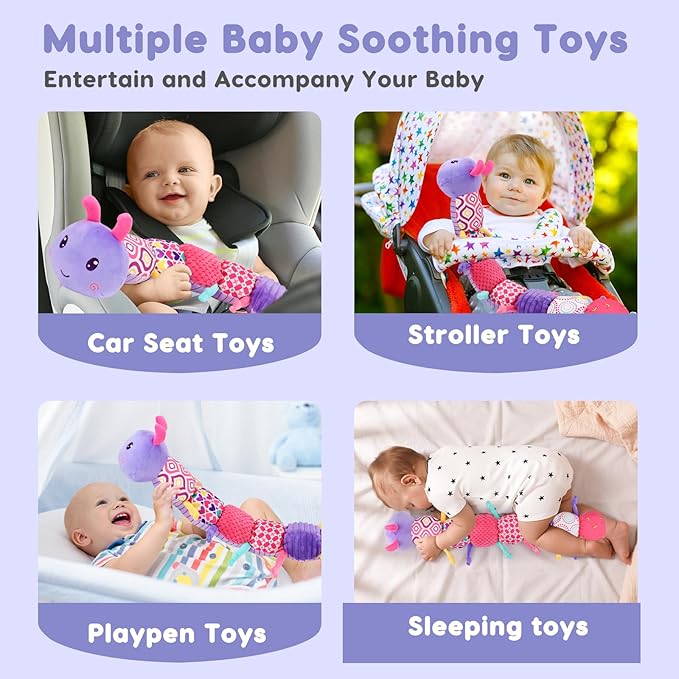 Baby Girl Toys 0-3-6 Months Musical Stuffed Animals Plush Caterpillar Toy Crinkle Rattles Tummy Time Development Sensory Toys infants 6-9-12 Months Newborn Girls Boy Shower Gifts Easter Basket Stuffer