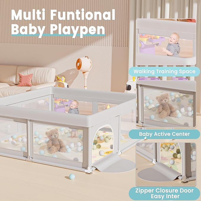 50 x 50 inch Baby Playpen with Mat Small Playpen for Babies and Toddlers Baby Fence Playards