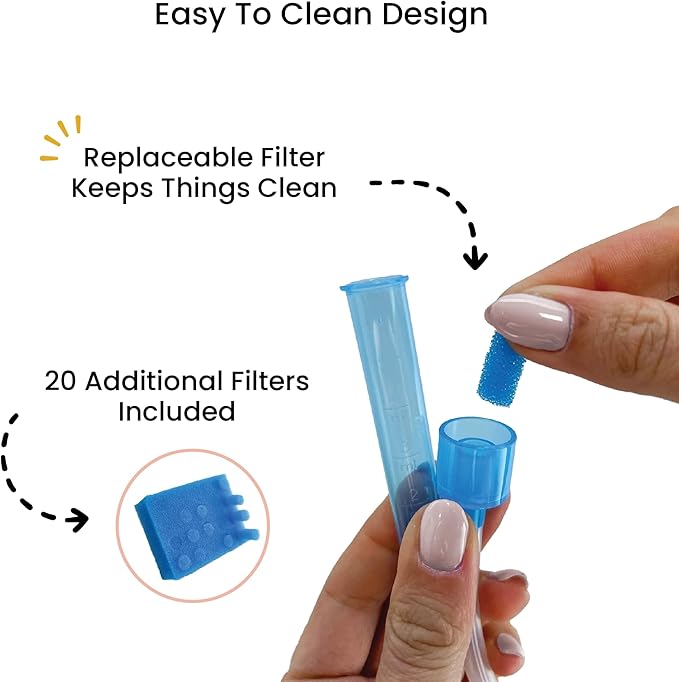 Lulyboo Baby Snot Sucker with 20 Filters - Reusable, BPA-Free Nasal Aspirator for Gentle, Effective Relief from Congestion, Easy to Clean, Ergonomic Design for Newborns & Toddlers