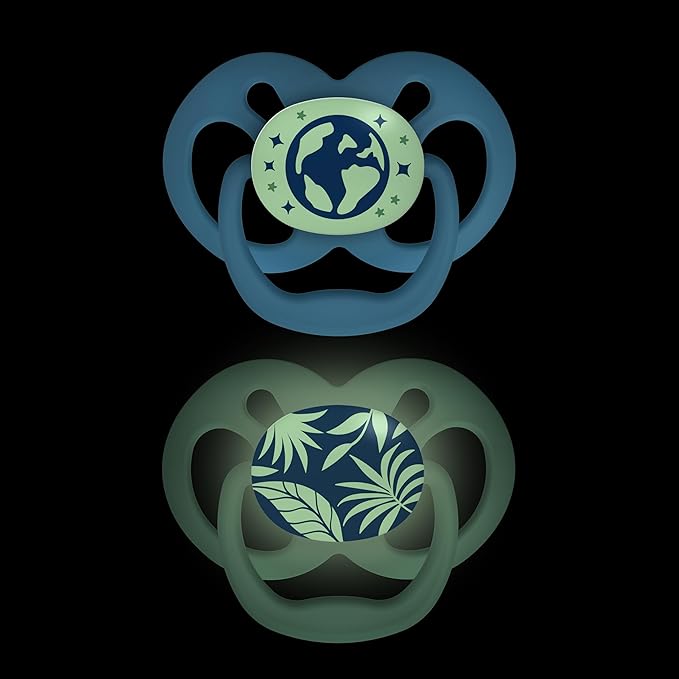 Dr. Brown's Advantage Symmetrical Pacifier with Air Flow - Blue Glow-in-The-Dark - 2-Pack - 6-18m (Pack of 2)