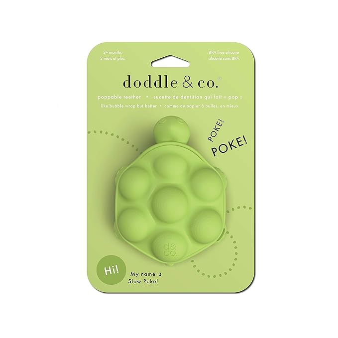 Doddle & Co. The Chew Slow Poke Turtle Teether with Poppable Bubbles | Toddler Teething Fidget Toy for Baby | Enhaces Oral Fit & Easy to Hold & Grab | Helps in Development for Babies | Pack of 1