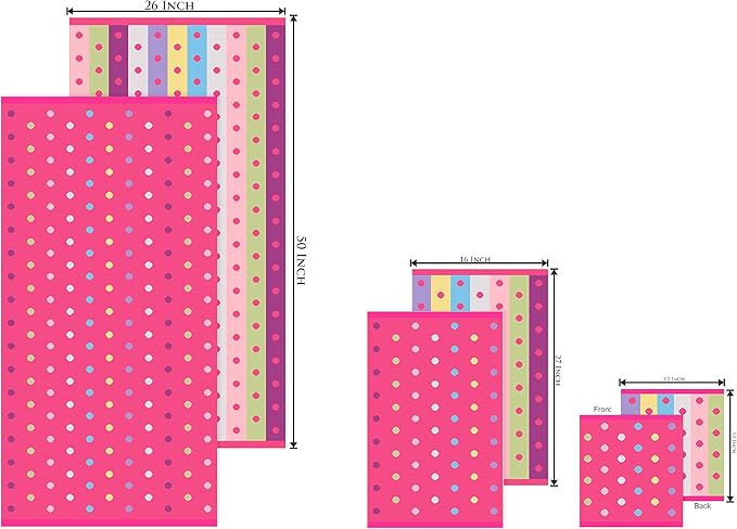 ORIGINAL KIDS 6 Piece Towel Set - Bath Time Sugar & Spice - 2 Towels, 2 Hand Towels, 2 Washcloths - 100% Cotton Jacquard Soft Absorbent Pool Beach Towel Gift - Pink Multicolor