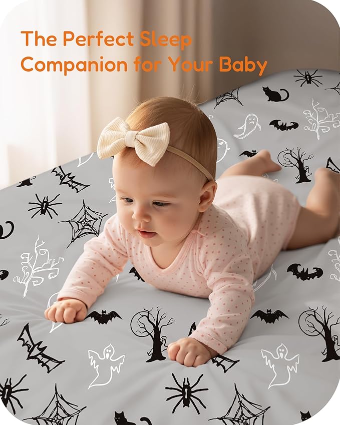 Crib Sheets 2 Pack, Fitted Crib Sheet for Standard Crib Mattress 28x52x9, Ultra Soft Jersey Knit, Breathable Stretchy Deep Pocket, Snug Fit Stays Put, Baby Crib Mattress Sheet