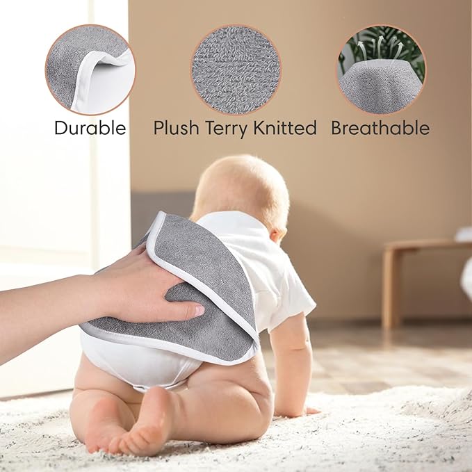 Reusable Organic Baby Washcloths Set: 6 Packs 10 * 10 Ultra Soft Wash Cloth Viscose from Bamboo Absorbent Infant Newborn Bath Face Towel Gentle for Delicate Skin Boys Girl (3 White+ 3 Gray)