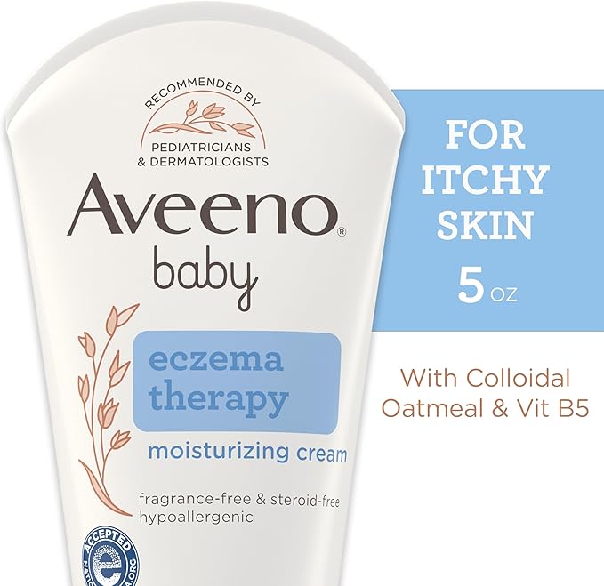 Aveeno Baby Eczema Therapy Moisturizing Cream, Natural Colloidal Oatmeal & Vitamin B5, Baby Cream for Dry, Itchy, Irritated Skin Due to Eczema, Paraben- & Steroid-Free, 5 fl. oz