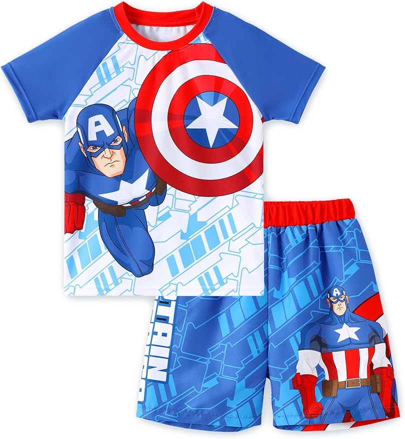 Disney Marvel Spiderman Cars Boy Swimsuit Rash Guard Shirts & Swim Trunk Boys Swim Set Mickey Summer Bathing Suit 2-13 Years